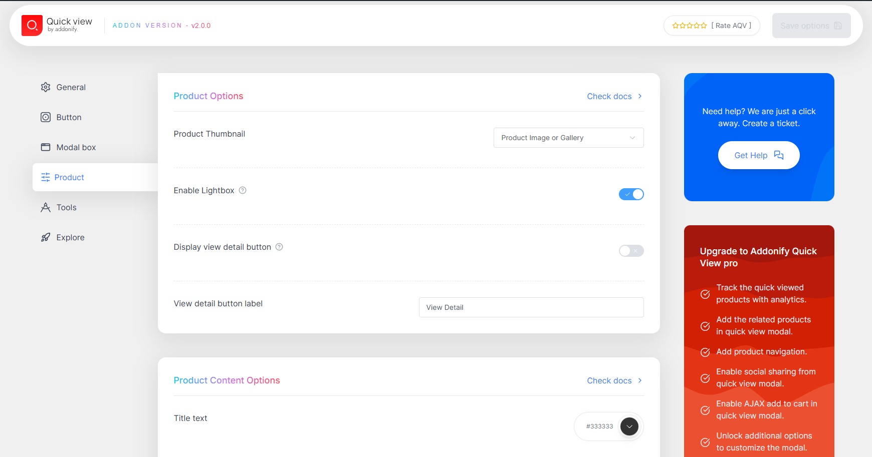Addonify Quick View admin setting 4.