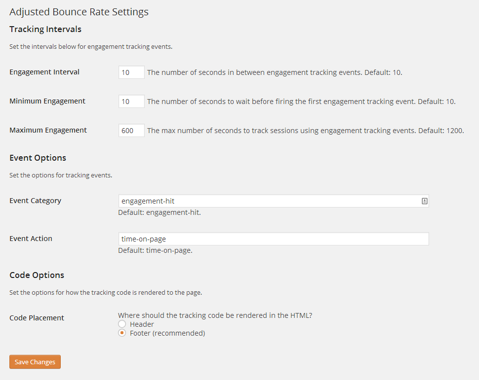 Screen shot of the options page.