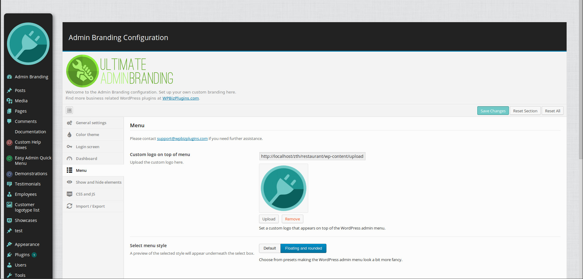 A quick showcase of how to brand the admin panel using this plugin. Notice how the menu looks.