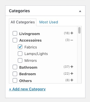 Submenus are collapsed-in by default, except they have selected sub-items