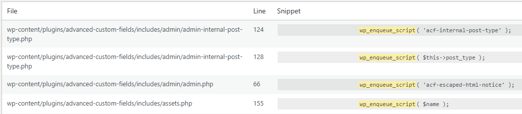 Detailed result with file path, line number, and highlighted match
