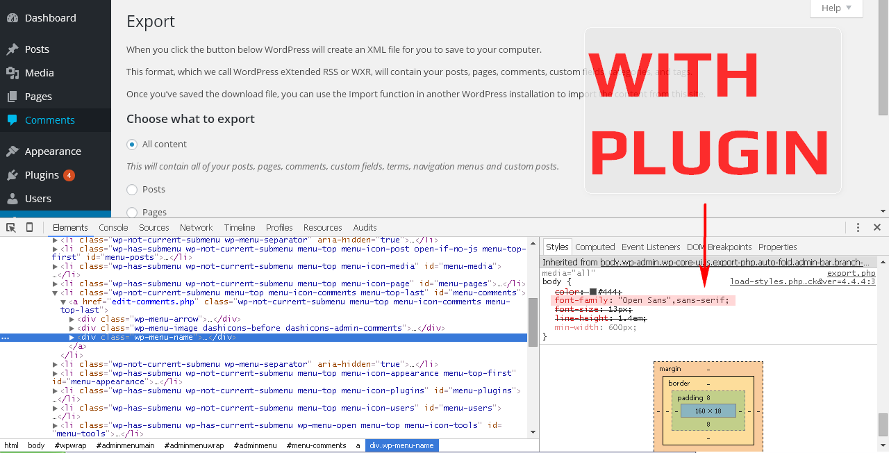 With Plugin Active