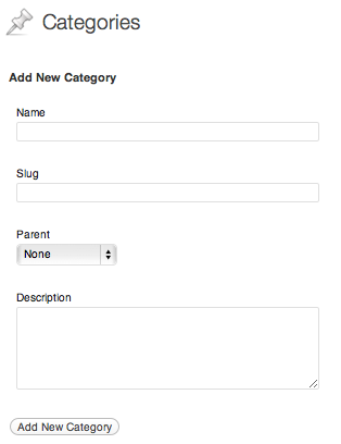 A screenshot of the form on the 'Categories' admin page *after* this plugin is activated.