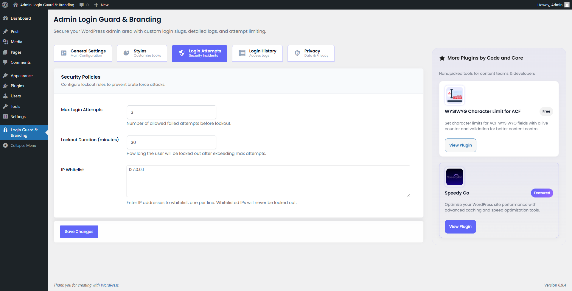 **Login Attempts**: Set policies for failed logins and lockouts.