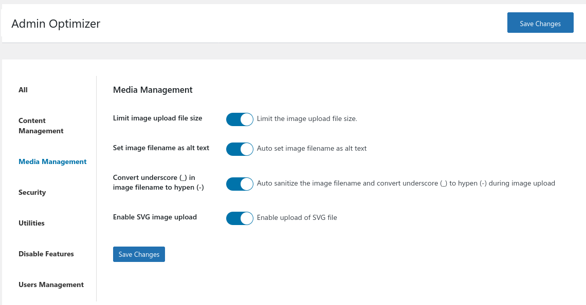 Media Management Settings