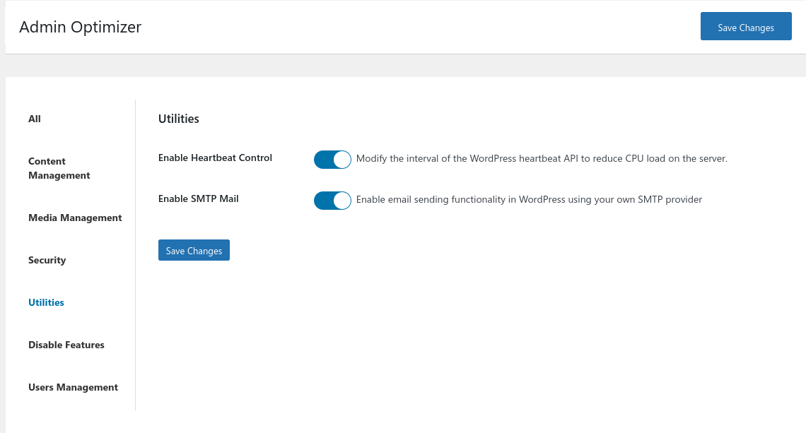 Utilities Settings