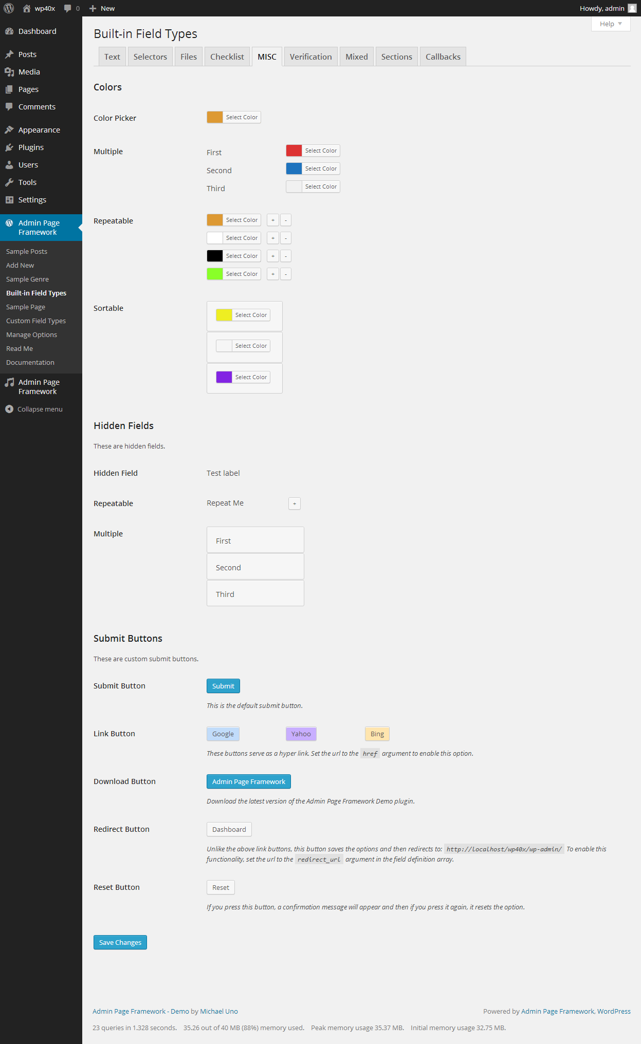 **Meta Boxes in Pages Added by Framework**