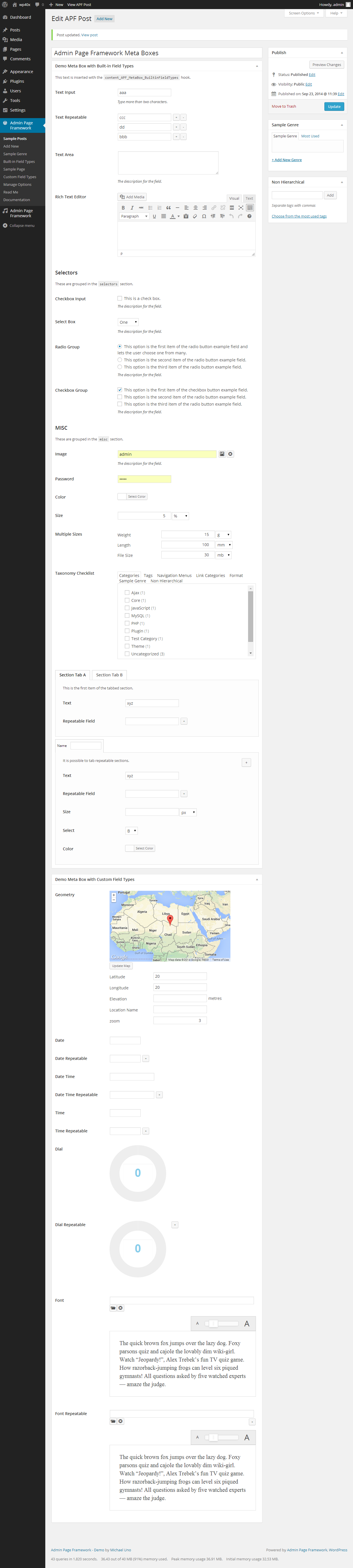 **Repeatable Sections, Section Tabs and Section Title Field**