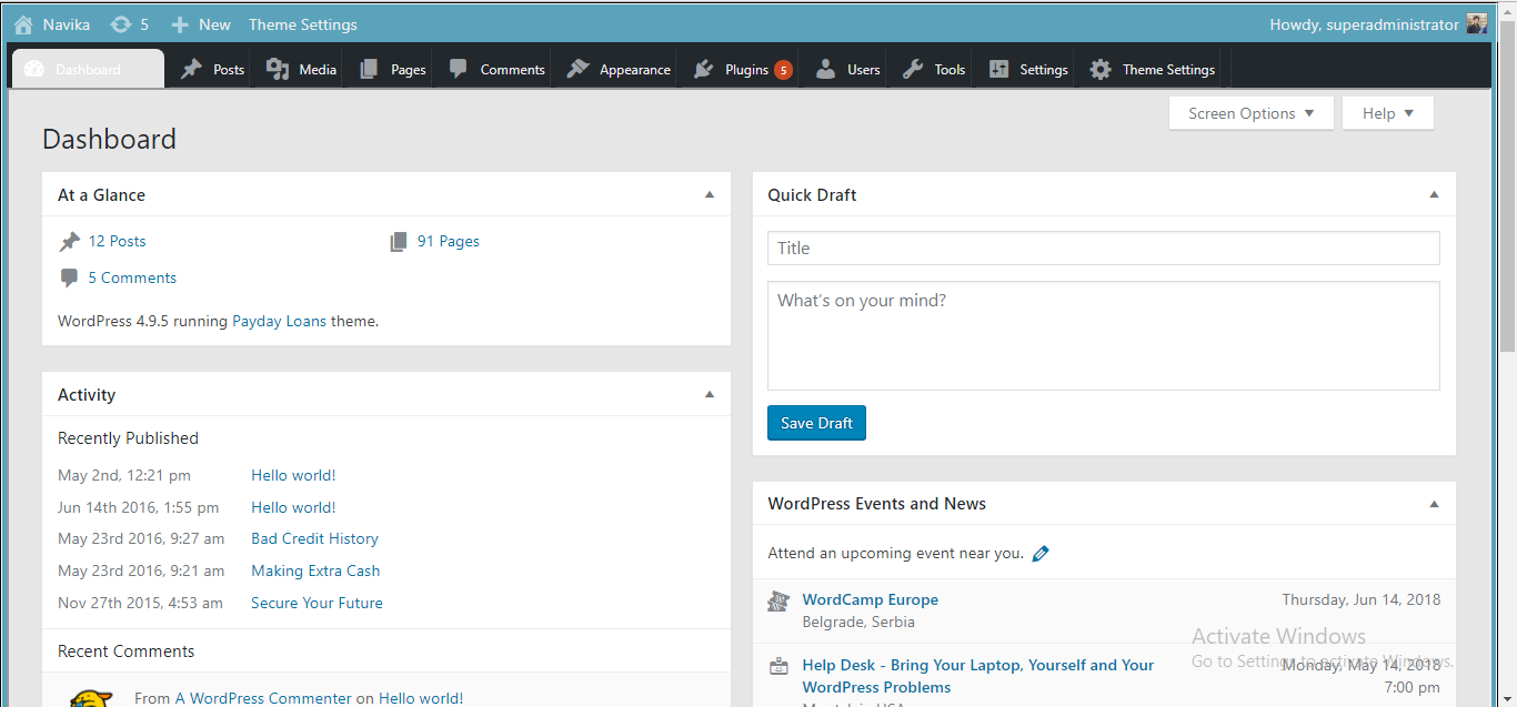 This is how your Admin Panel will appear.