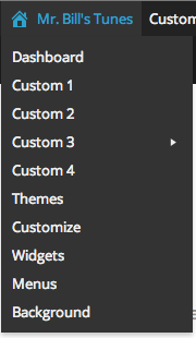 Example menu under the 'My Site' menu, viewed from frontend.