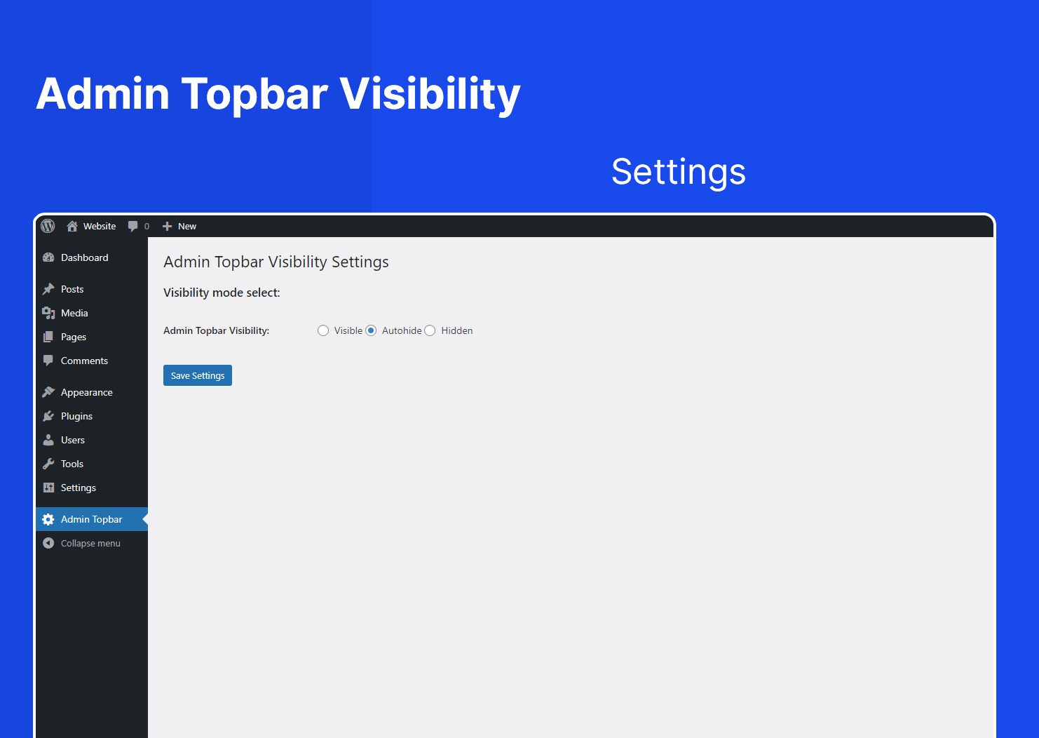 Settings page of the plugin