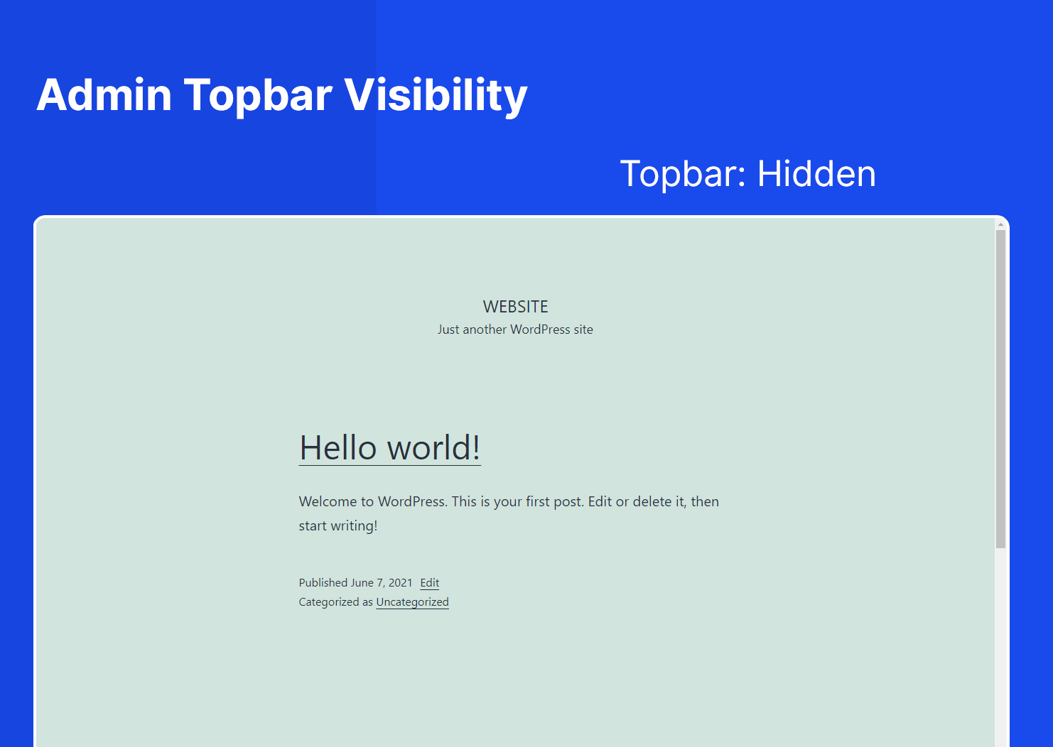 Admin Topbar Hidden
