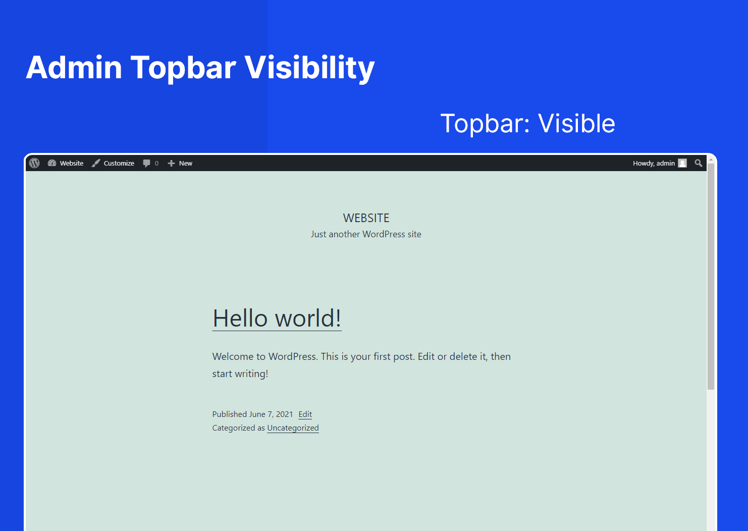 Admin Topbar Visible