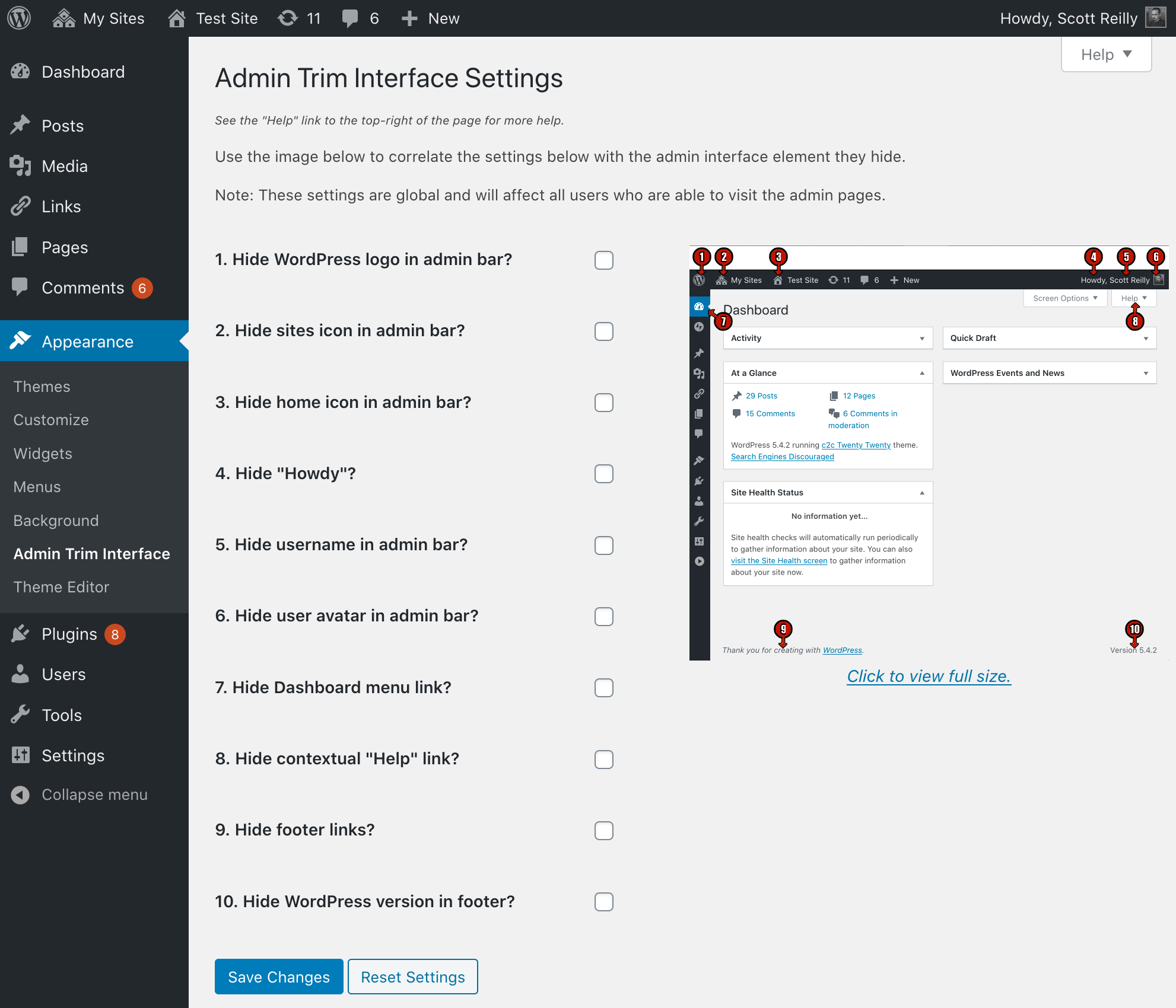 A screenshot of the plugin's admin settings page.