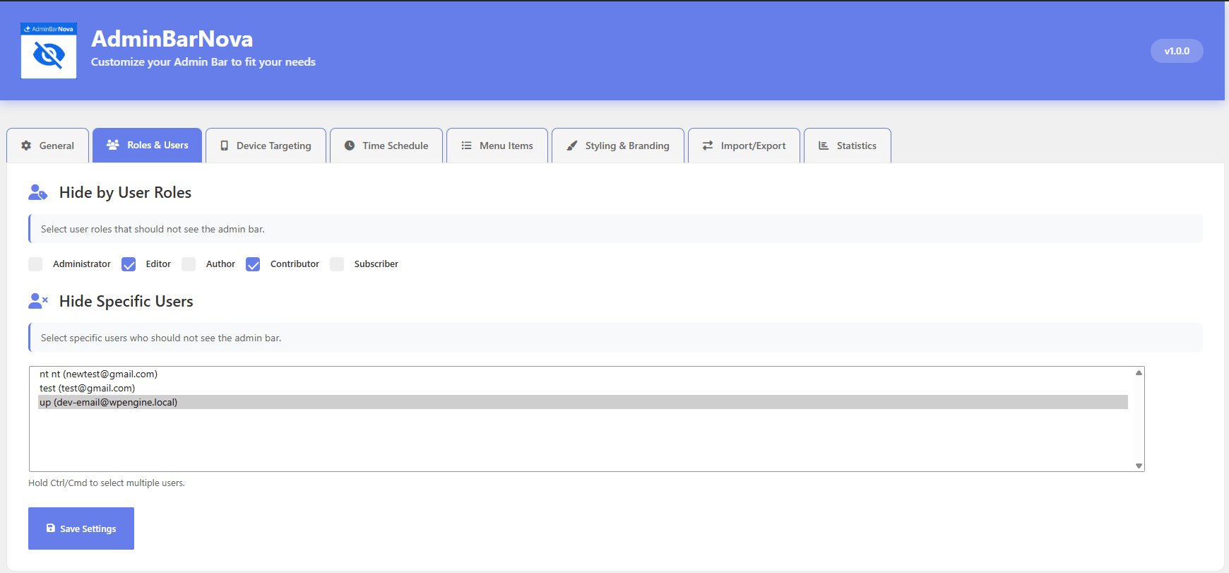 User & Role Overrides – Create individual visibility rules for specific users, overriding role-based settings when needed.