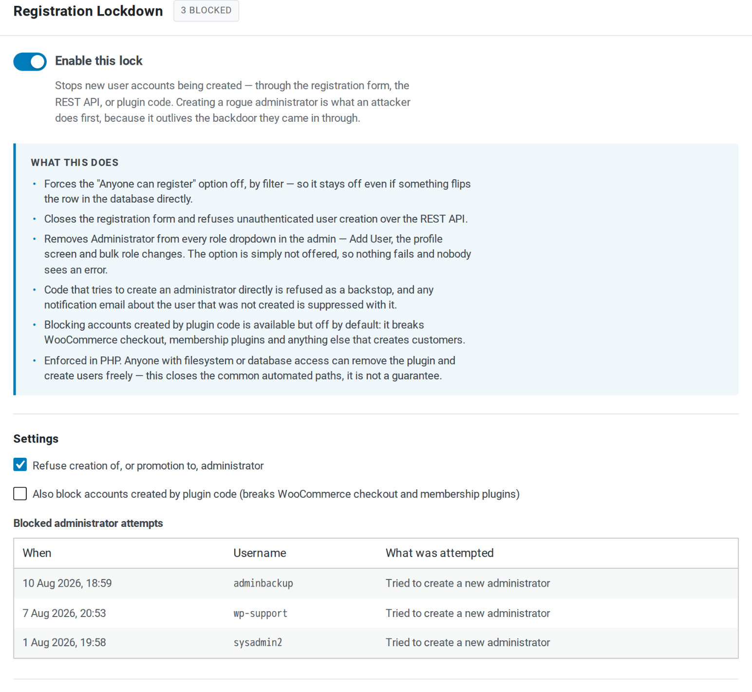 SMTP under Settings: pick a provider, save, and send a test email that shows what the server said.