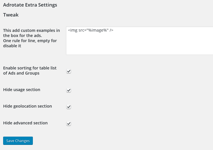 Config page
