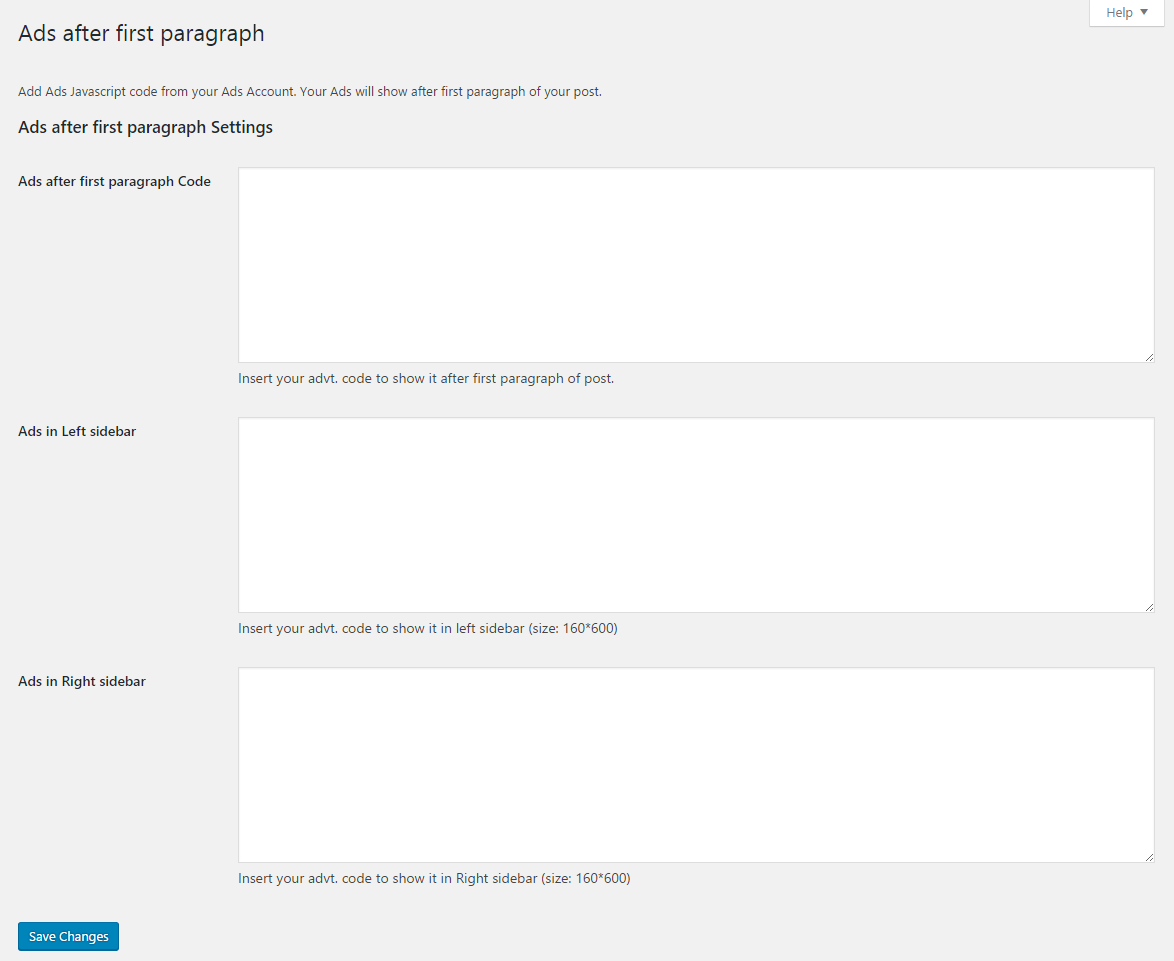 Admin backend to manage ads.