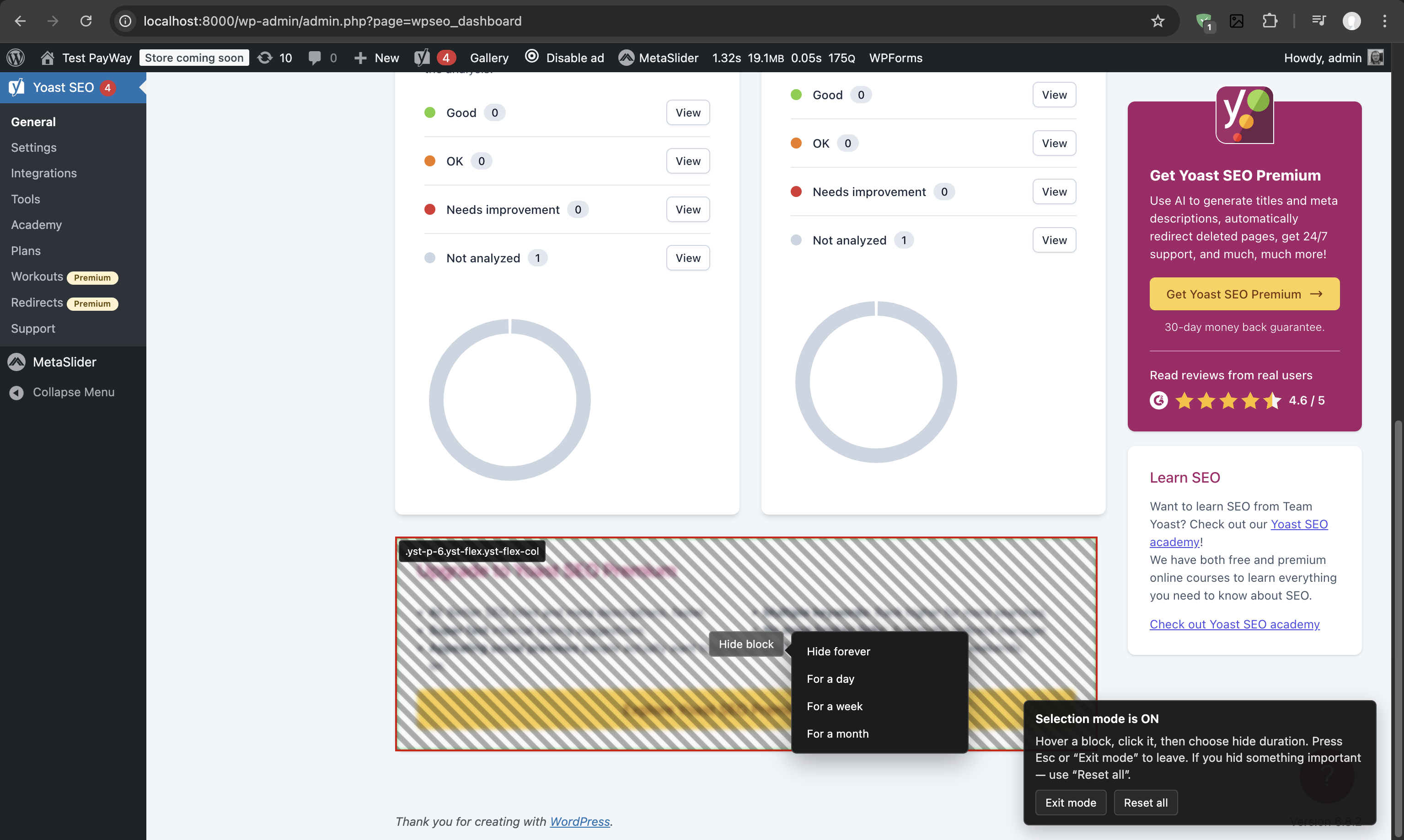 Visual selection mode with overlay