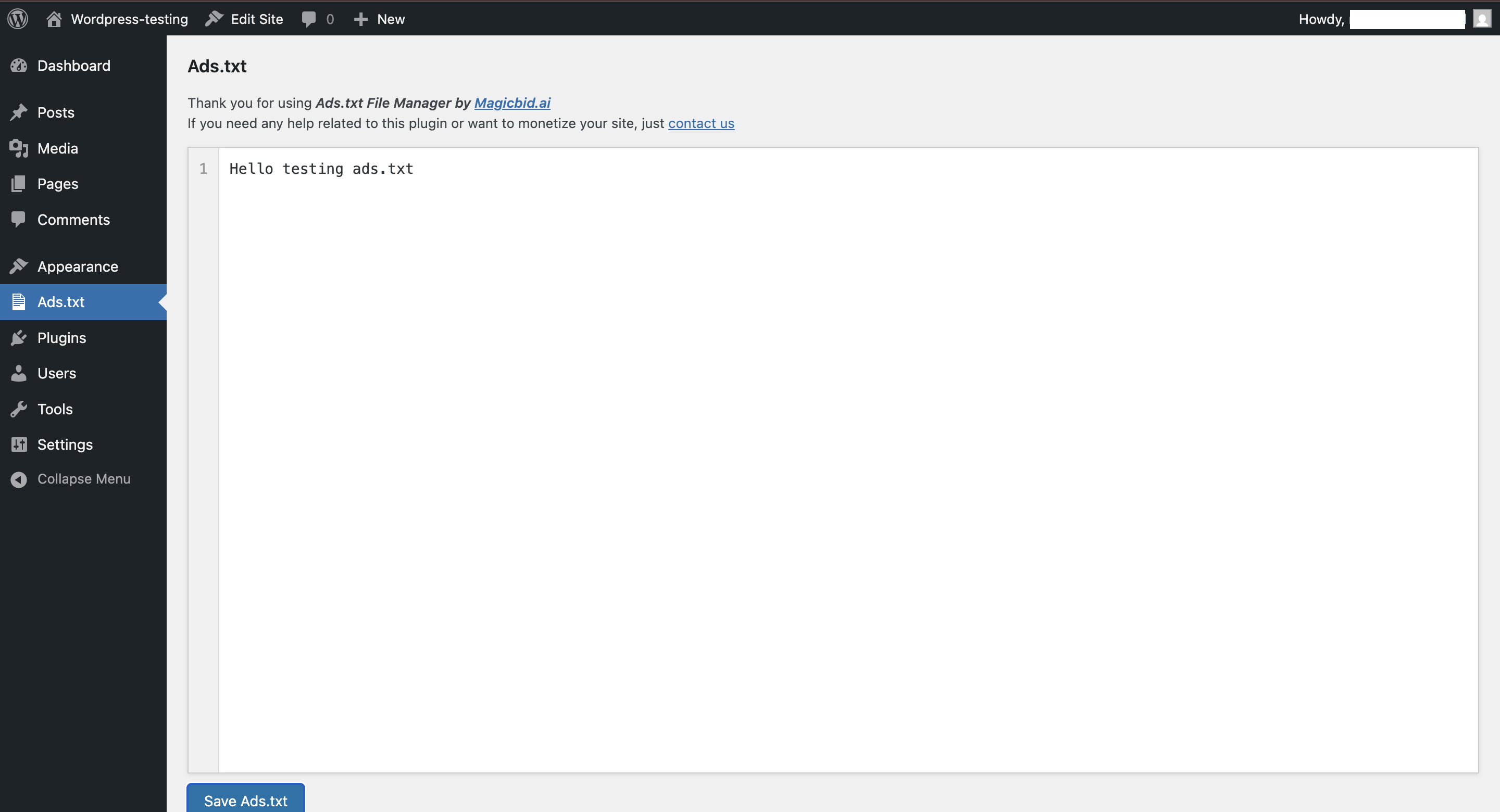 Editor with line numbering and Save button