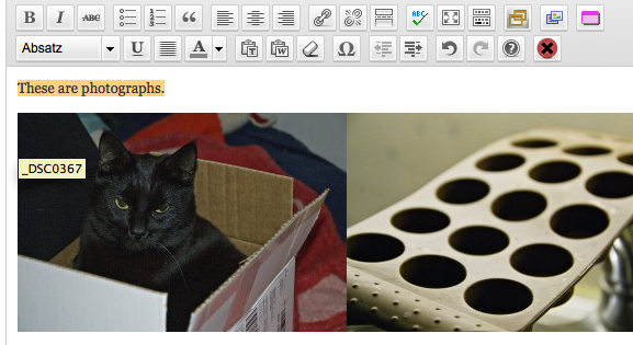 Active button in editor with text selected