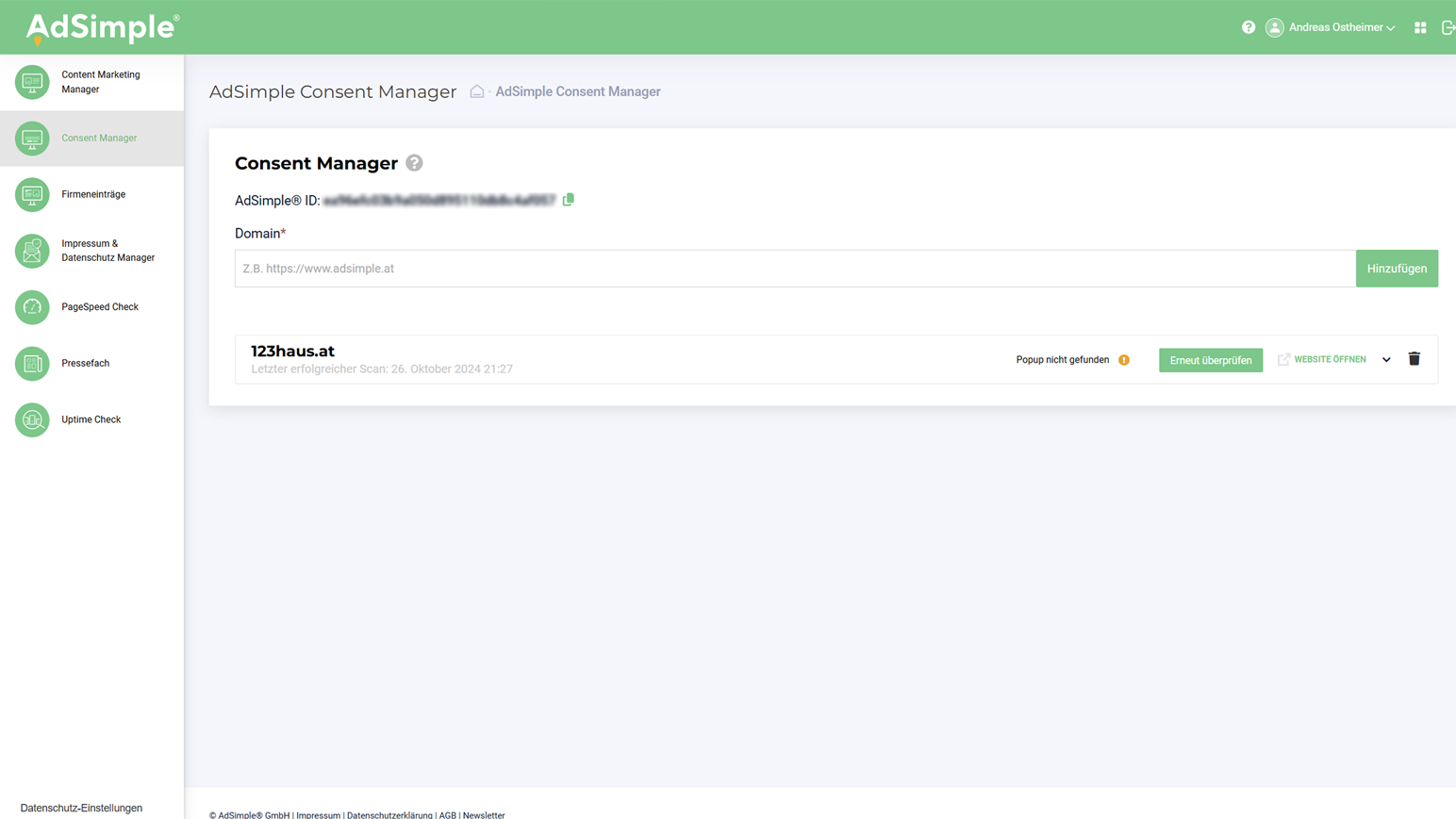Consent Manager domain settings for cookies & external resources