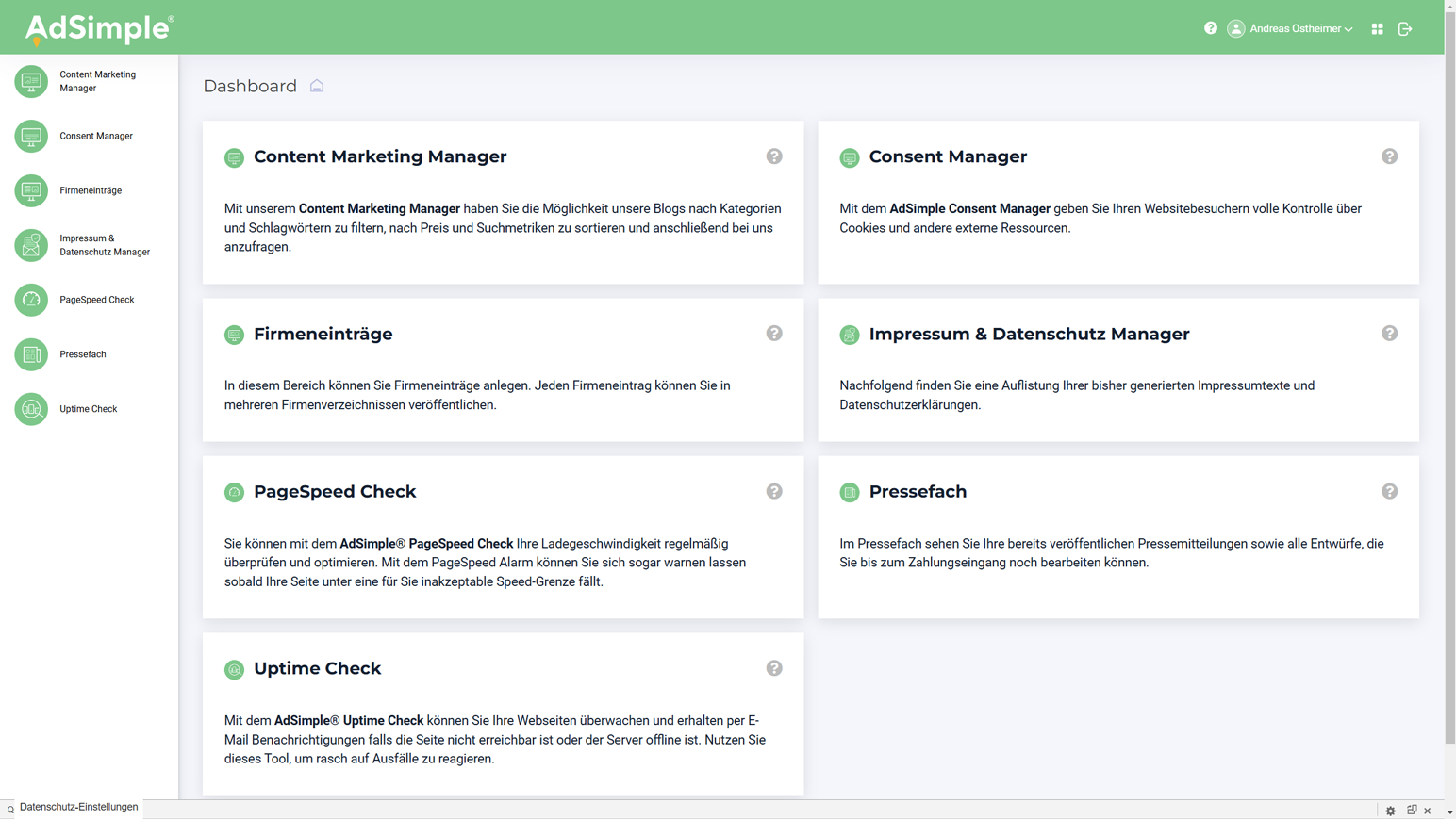 Consent Manager dashboard popup manual rescan