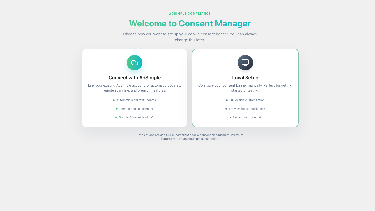 Consent Manager wizard — Review tab with configuration summary