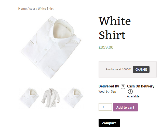 This screenshot shows how the Compare is shown on product Page.