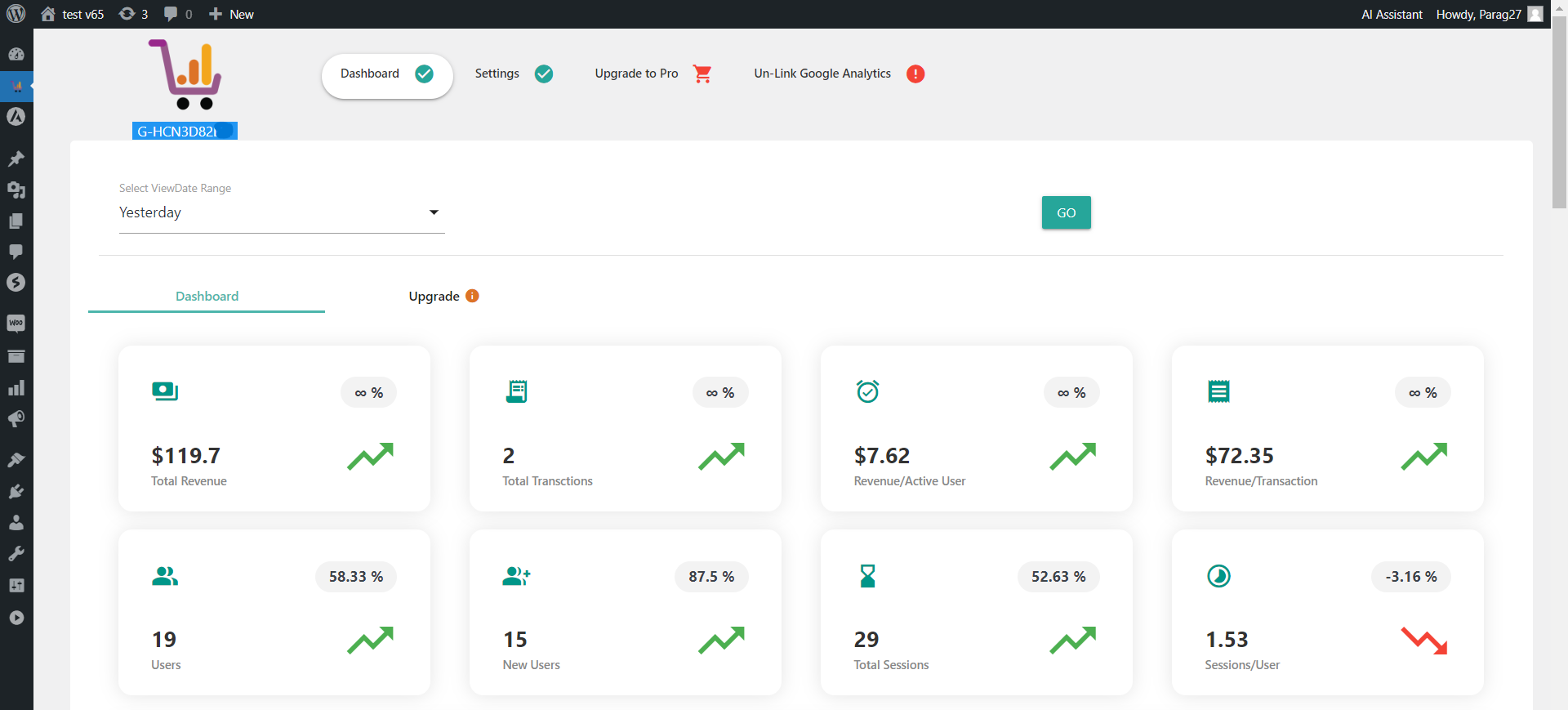 Acquisition Report on Google Analytics