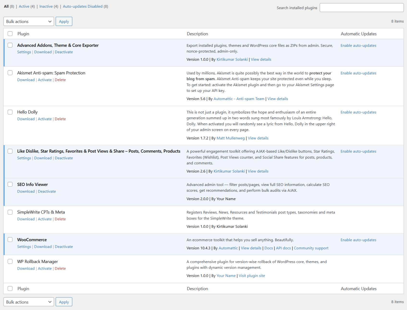 Plugins screen with Download button
