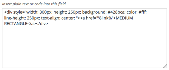 A default ad code without code highlighting
