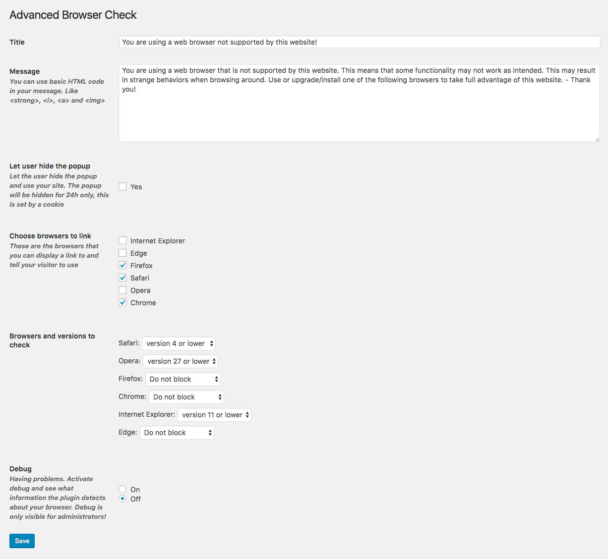 Backend screenshot