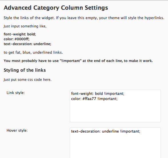 The plugin's settings section