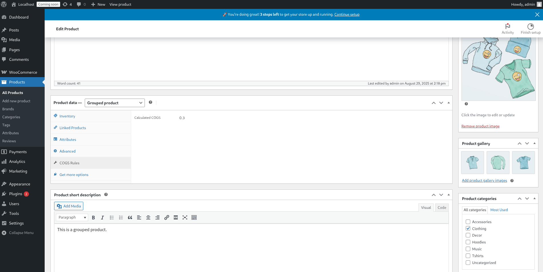 The profit calculation meta box on the product details page.
