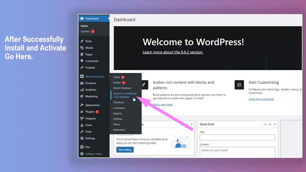 Checkout page with the advance payment checkbox.