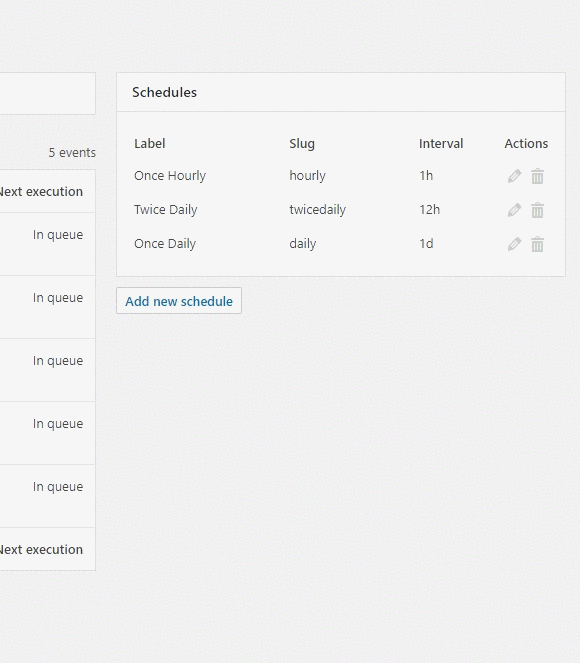 Adding, editing and removing Schedule