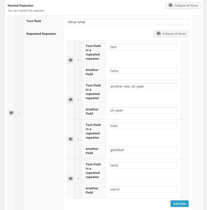 The plugin supports nested repeaters.