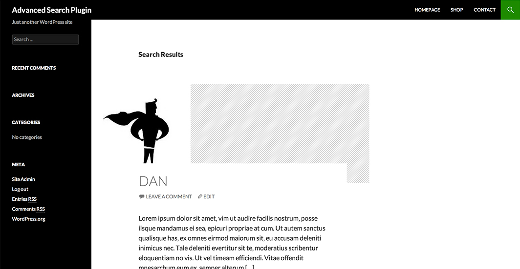 Here is a typical results page, also demonstrated in the ‘twentyfourteen’ theme.