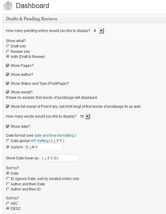 configuration options