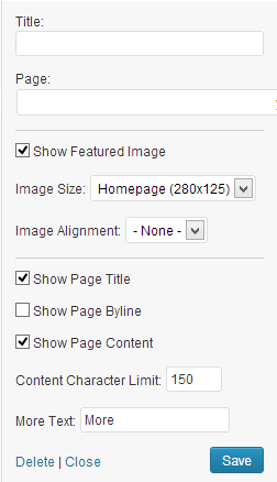 Advanced featured page Widget on theme's sidebar