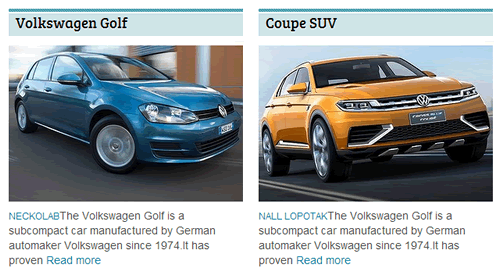 A featured page as it apperas on the front end with defult thumbnail alignment, read more text and limitation of content words