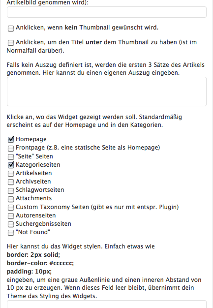 The widget's settings section