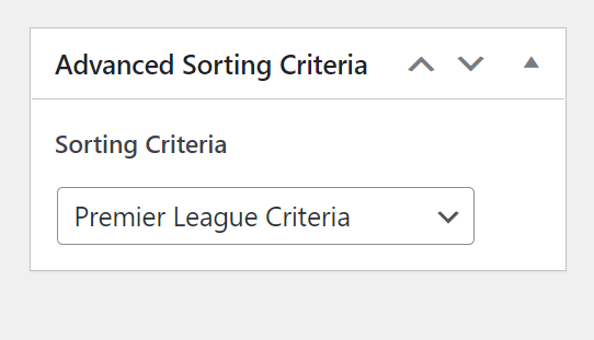 Selection of Sorting Criterion at your League Table Edit Page.
