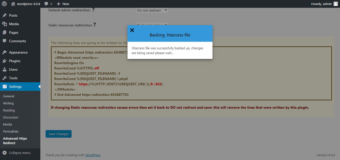 Backing up htaccess file