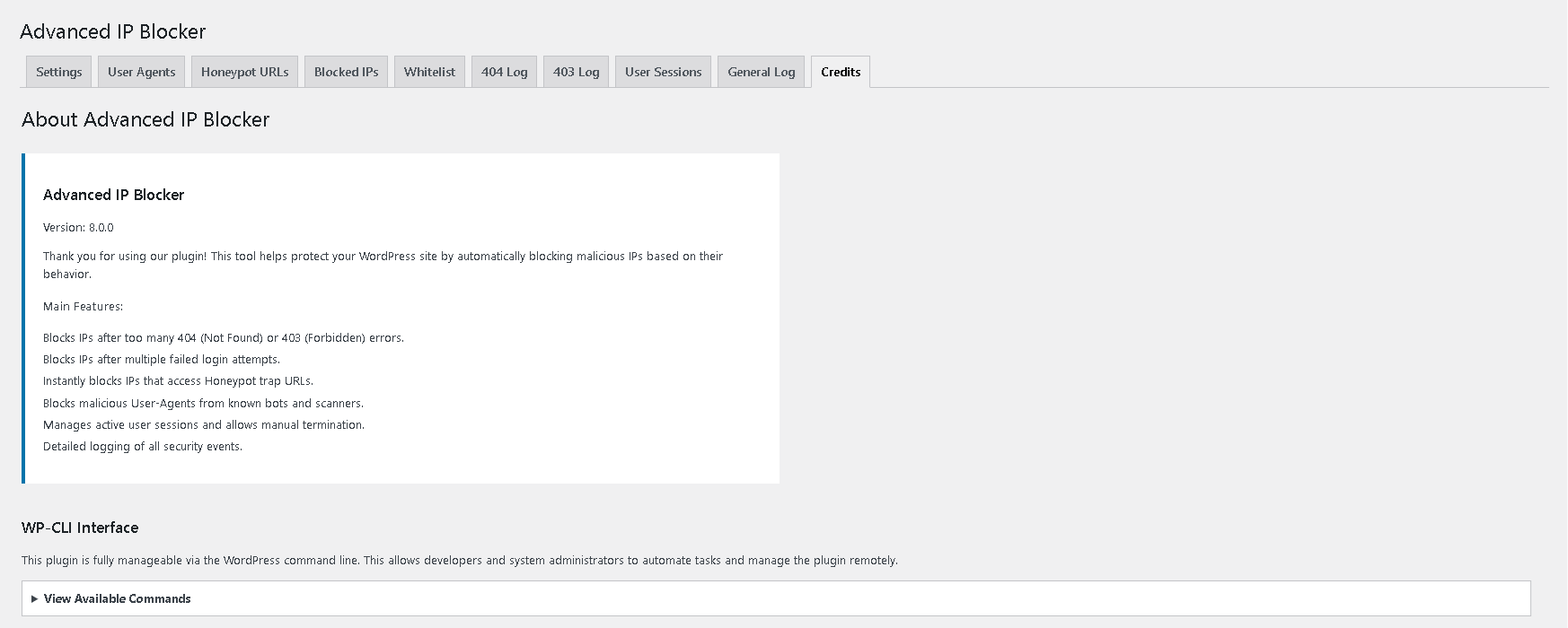 The advanced Blocked IPs table with filtering, sorting, and pagination.