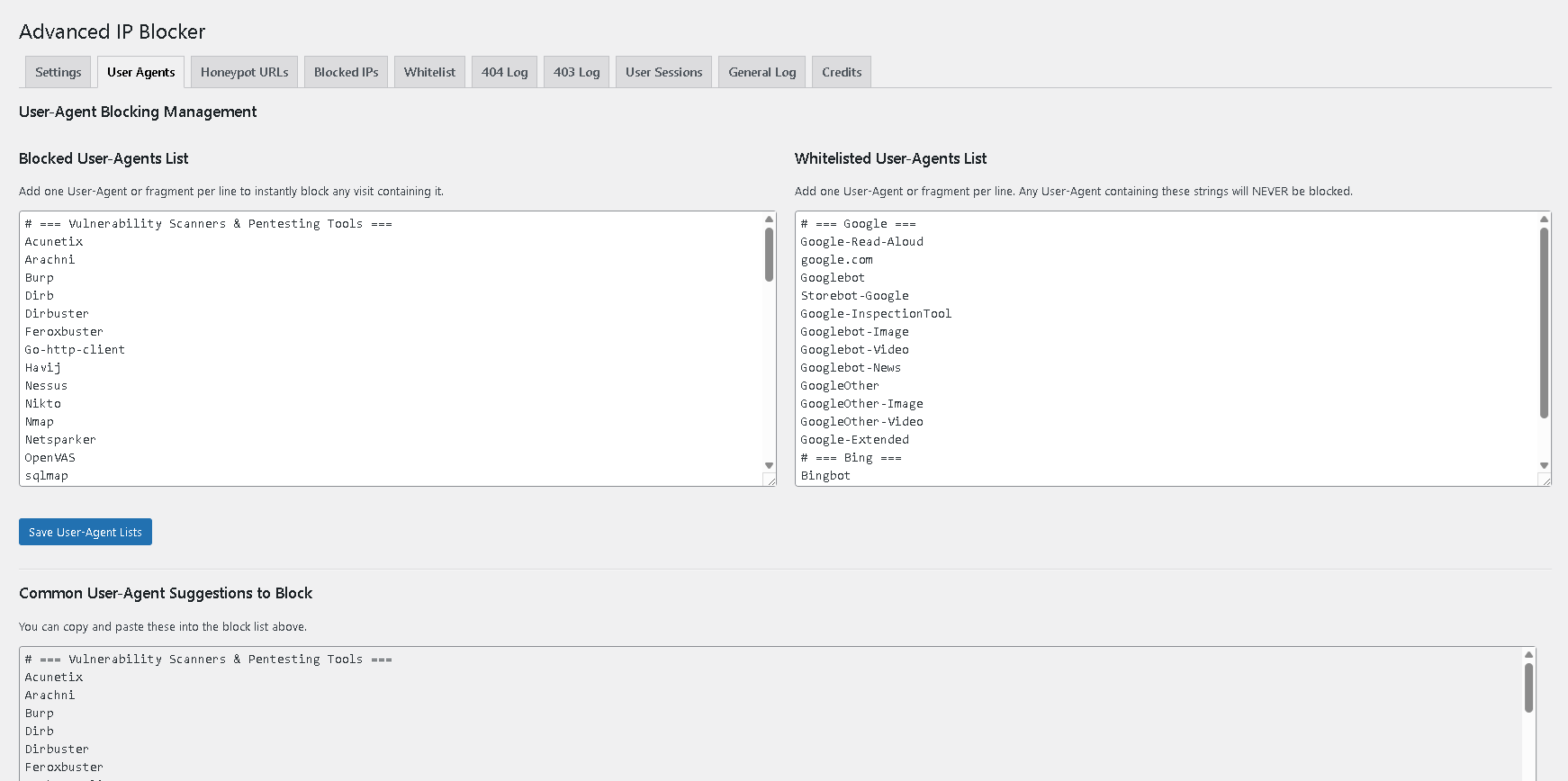 The IP Whitelist management tab.