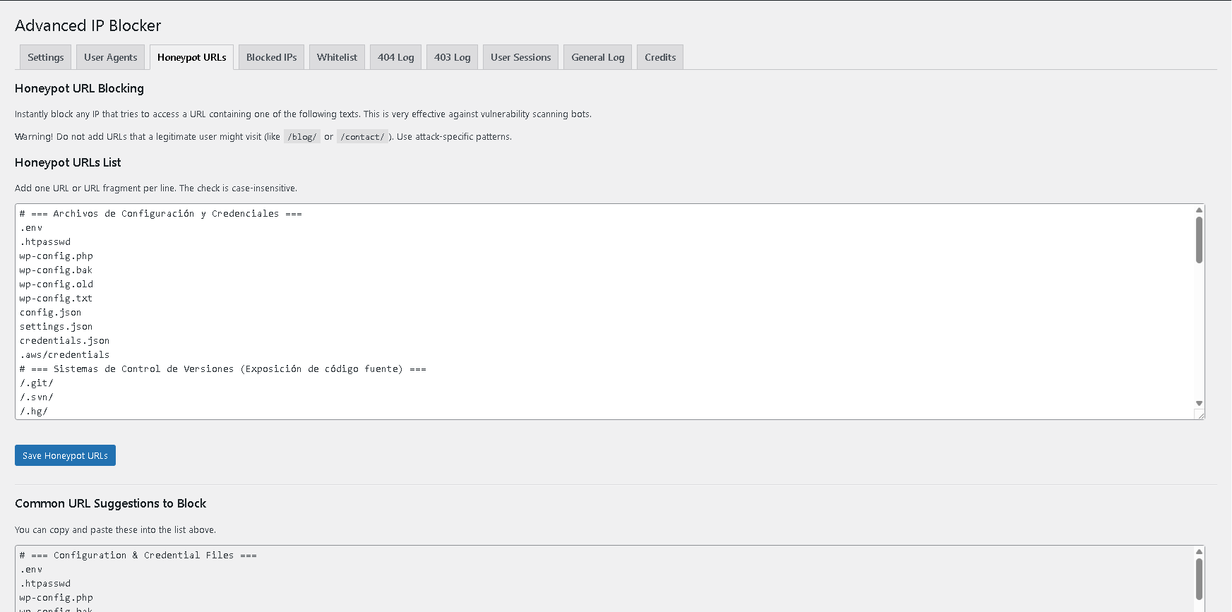 Example of the 403 Error Log table.