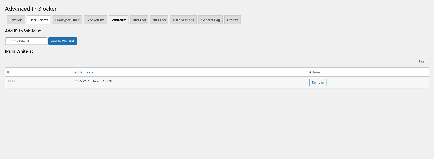 The General Log for auditing all plugin actions.