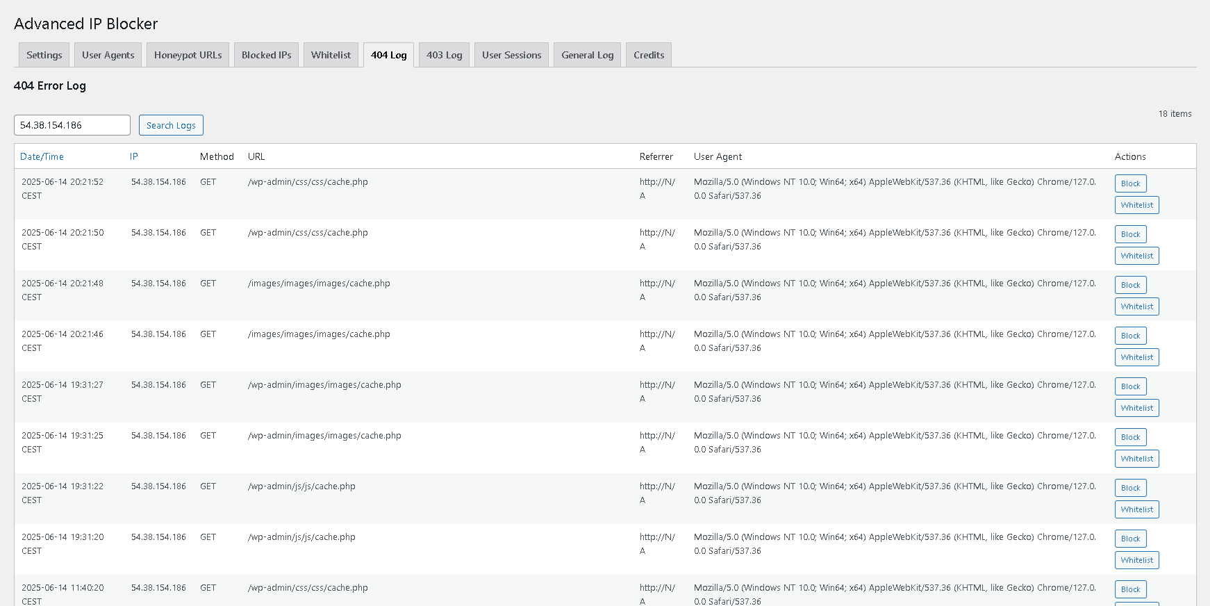 The Credits tab showing plugin information.
